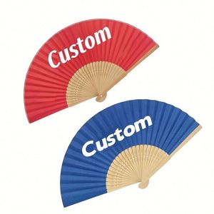Éventail en papier personnalisé chinois fait main de 21 cm avec poignée en bambou naturel et logo imprimé unique, idéal comme cadeau culturel - Product Image 1