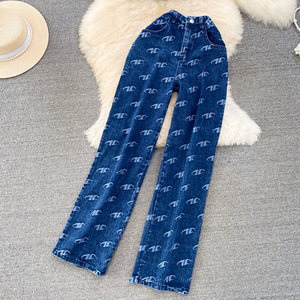 Nouveau ensemble de pantalons deux pièces sexy pour femmes sans bretelles Denim à lacets hauts courts ensemble de jeans droits à jambes larges pour femmes - Product Image 5