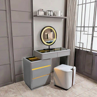 2025 nouveau Style crème bois massif moderne Simple lumière luxe Table de maquillage petit appartement coiffeuse seau armoire vanités