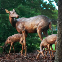 Statue de cerf et de ses faons en bronze antique de haute qualité, finition patinée, pour jardin extérieur
