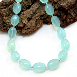Perles de chalcédoine bleu aqua lisses et polies de forme ovale 14x10 mm, nouvelle arrivée, brin de 10 pièces - Product Image 1