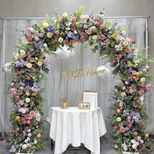 Arche de mariage artificielle en tissu d'usine DKB fleur rose rose pour la décoration de Noël - Product Image 1