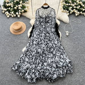 Women's Fur Trim Dress - Elegant Kaftan for Evening Wear