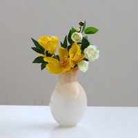 Bixuan moderne soufflé à la main Vase en verre couleur unie Arrangement de fleurs optique nacré à volants pétale bouche Table décor Table pièce maîtresse