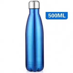 Botol minum Flask besi kaca, botol sublimasi olahraga garis Notebook olahraga plastik kemasan dinding ganda 32 Oz s botol air