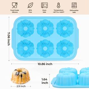 MUYULINS Factory Beige 6-Cup LFGB Non-Stick BPA Free Metal Reinforced Frame Large <b>Silicone</b> Cupcake Pan American Muffin Tray - Product Image 5