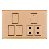 Interruptores y Enchufes de Pared para Pasillo y Porche, 5 Interruptores y 1 Enchufe, 10A, Material de PC, Eléctrico para el Hogar