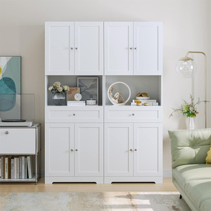 <strong>Bathroom</strong> Furniture OEM <strong>Tall</strong> Large Freestanding <strong>Bathroom</strong> Cabinet with 4-Door Open Compartment Floor <strong>Storage</strong> for <strong>Bathroom</strong> - Product Image 2