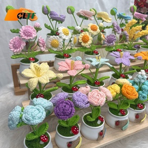 Pot de fleurs au crochet fait main avec tournesol, rose, marguerite, tulipe <span class=keywords><strong>pour</strong></span> la décoration de la maison et de la voiture, <span class=keywords><strong>cadeau</strong></span> <span class=keywords><strong>pour</strong></span> la fête des mères, les enseignantes, les petites amies, ou comme <span class=keywords><strong>cadeau</strong></span> de remise de diplôme - Product Image 5