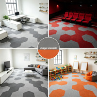 Dalles de moquette hexagonales tuftées QIANQIAO en nylon 6, motifs géométriques multicolores, résistantes à l'eau et antidérapantes pour usage commercial de luxe
