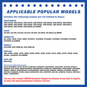 Barra guía para motosierra de 18 pulgadas, paso de 3/8 pulgadas, calibre de 0.050 pulgadas, <span class=keywords><strong>62</strong></span> eslabones de transmisión, repuesto para Husqvarna, Poulan, Craftsman - Product Image 3