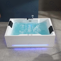 Nouveau design Vente à chaud Baignoire d'hydromassage autoportante en acrylique pour 2 personnes avec lumières LED