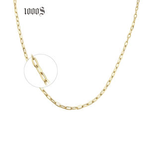 Nuevo Collar de Cadena de Oro Amarillo Sólido de 14K, Cadena de Eslabones Grandes Tipo Clip, Joyería con Longitud Ajustable - Product Image 1