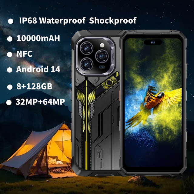 High-Speed Smart Rugged Mobile Call Phone G85 Octa Core Android 14.0 8G+128GB 32MP+64MP 10000mAH Fingerprint/Face Unlock Phone