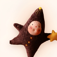 Peluche personnalisée en forme d'étoile, marron, avec visage brodé, mini, objet de collection, cadeau pour fans, vente en gros