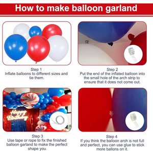 Kit Ghirlanda di Palloncini Rossi, Bianchi e Blu da 131 Pezzi, Decorazioni Patriottiche per il 4 Luglio con Palloncini a Forma di Stella e Bandiera USA per il Giorno dell'Indipendenza - Product Image 3