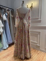 Robe de soirée élégante à manches longues et col carré Serene Hill LA73670 avec appliques florales pour femmes
