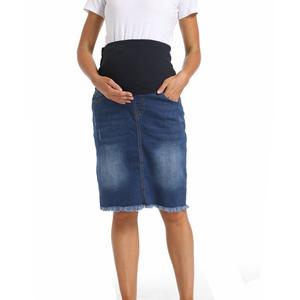 <span class=keywords><strong>Falda</strong></span> <span class=keywords><strong>Vaquera</strong></span> Casual de Cintura Alta para Mujeres Embarazadas, Vestido de Maternidad Elástico, Faldas Vaqueras - Product Image 6