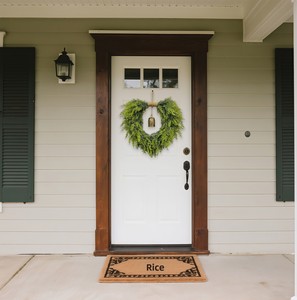 <b>Christmas</b> Heart-Shaped Bell Wreath Plastic Faux Cedar American Style Home Decor Fireplace Front Suitable for Decorating the Gate - Product Image 4