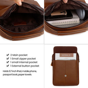 Bolso Cruzado para Hombre Dujiang, Cuero Genuino Marrón, Estilo Casual Retro, Gran Capacidad, Resistente, Primavera 2024 - Product Image 3