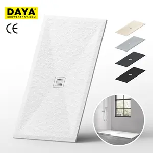 DAYA Factory-plato de ducha con diseño de inclinación de Color personalizado, superficie sólida, piedra de resina, artículos de baño, Base de Ducha