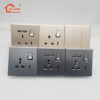 Enchufe de interruptores eléctricos, toma de corriente de 15 amperios, 1 Banda, 3 pines redondos