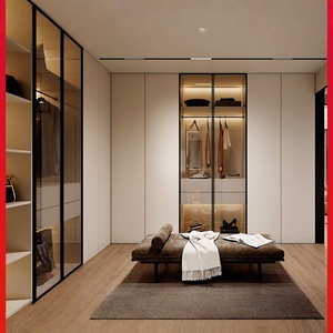 Armoire personnalisable sans poignées avec porte-pantalons, devis de conception 3D gratuit, résistante à l'humidité et aux termites <span class=keywords><strong>pour</strong></span> les résidences de taille moyenne - Product Image 3