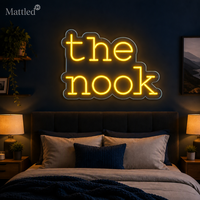 Enseigne néon LED personnalisée The Nook, panneau mural lumineux en acrylique, alimentation USB 5V, boîtier de batterie inclus, prêt à être expédié, sans MOQ, pour café, bar, décoration intérieure