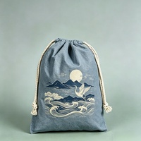 Sac à cordon en toile naturelle imprimé motif dessin animé, écologique, recyclable, lavable, multi-usage, portable, pochette de rangement pour cadeaux
