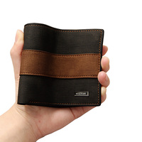 Dompet Uang Lipat Dua Tipis Hitam Trendy Vintage Merek Kustom Kartu Kredit Grosir