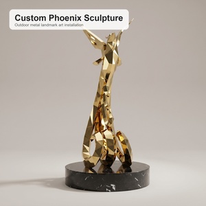Custom Outdoor Stainless Steel <strong>Phoenix</strong> Sculpture 8K Mirror Metal Bird Statue for Garden Landmark - Product Image 1