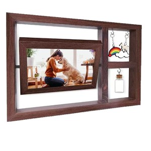 Wooden Rotating <b>Photo</b> <b>Frame</b> <b>Double</b> Side Tabletop Solid Wood Pet Growth Commemorative Ornament Horizontal Rectangular - Product Image 2