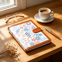 Carnet A5 en cuir PU à imprimé floral, boucle ovale, 100 g/m², 100 feuilles lignées, 5 designs, papeterie, vente en gros