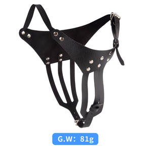 Vente chaude Pantalon de chasteté en cuir <span class=keywords><strong>PVC</strong></span> pour femmes adultes avec rivets à la taille et attaches de jambe et de hanche style jarretière BF-40700 - Product Image 6