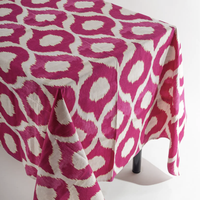 Nappe en coton et lin imprimée Ikat de 58 pouces, motif géométrique bohème, housse de table rectangulaire pour salle à manger, impression personnalisée