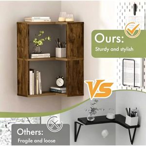 Wooden <b>corner</b> bookshelf, wall-mounted simple bookcase, home decoration storage rack, multi-layer <b>corner</b> storage <b>cabinet</b> - Product Image 3