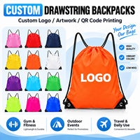 Sac à dos coloré à cordon de serrage, sac de sport avec logo personnalisé pour la salle de sport, les activités de plein air et les voyages