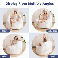 Fauteuil pouf ergonomique pliable moderne en polyester pelucheux beige, idéal pour la photographie, avec mousse de bonne qualité