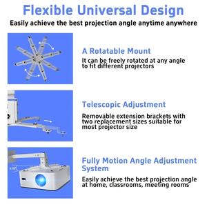 Support de montage mural pour projecteur, compatible avec les projecteurs universels, avec angle et hauteur réglables, support de projecteur de haute qualité - Product Image 3