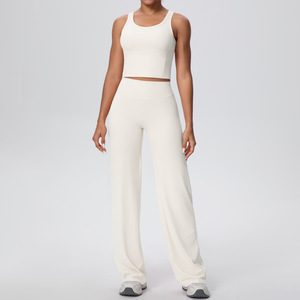 Phong Cách Châu Âu Rắn Màu Sắc Thể Thao Áo Ngực Yoga Quần Set Chải Vải Lỏng Phù Hợp Với Chạy Bộ Trở Lại Hỗ Trợ Thoáng Khí Thiết Kế Cho Chạy - Product Image 3