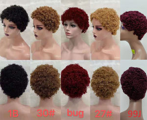 Letsfly <b>Afro</b> Curly 9$ Cheap Wholesales Full machine <b>Wigs</b> Finger Wave Short Cut <b>Wigs</b> Natural Human Hair BUG Cheap <b>Wigs</b> - Product Image 6