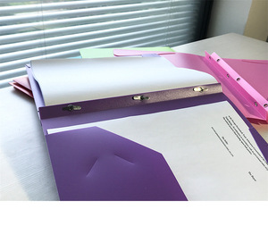 Giảm Giá Hấp Dẫn Tập Hồ Sơ Nhựa Hai Ngăn Logo Tùy Chỉnh Nhiều Màu Kèm Kẹp Hồ Sơ <span class=keywords><strong>3</strong></span> Lỗ Được Gia Cố - Product Image 4