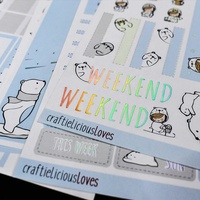 Feuilles d'autocollants prédécoupés personnalisables pour journalisation et scrapbooking, avec motif dessin animé et feuille holographique, pour écriture
