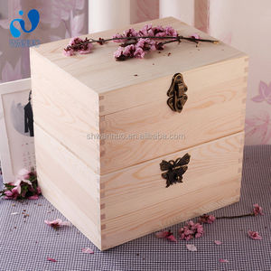 Caja de madera de pino Natural sin terminar WanuoCraft caja de almacenamiento de regalo caja de embalaje de joyería - Product Image 5