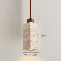 Lampe suspendue en marbre travertin jaune Wabi Sabi LED, angle de faisceau 120°, 3500K blanc chaud, éclairage pour salle à manger et cuisine
