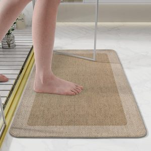 Tapis de salle de bain rectangulaire en fibre de polyester couleur unie avec semelle en caoutchouc de chanvre Sally, antidérapant, séchage rapide, pour usage domestique - Product Image 4