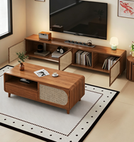 Table basse et meuble TV au design moderne et épuré, en bois écologique, pour la maison et l'hôtellerie, idéal pour les petits appartements et salons.