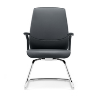 Chaise de conférence de bureau à dossier en métal pour salle de réunion contemporaine en cuir véritable pour direction commerciale personnalisée