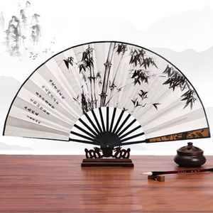 Chinese Style Folding Fan Silk 10 Inch Ancient Design Men's Hanfu Dance Fan - Product Image 1