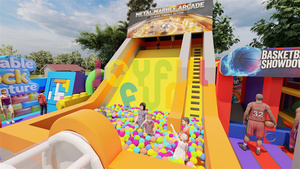 Parc gonflable JOYFUL FUN sur le thème des jeux classiques, aire de jeux gonflable extérieure pour enfants - Product Image 3